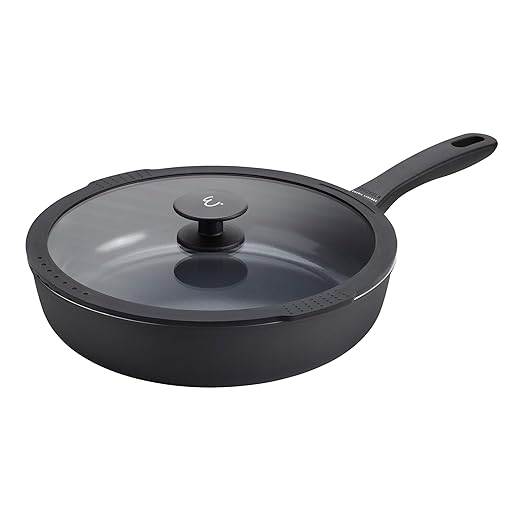 HENCKELS x EMERIL Lagasse Nola 11-inch Nonstick Saute Pan with Lid, Heavy-Gauge Aluminum for Fast, Even Heat Cooking, Made in Italy, Black