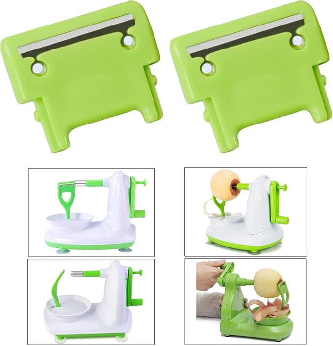 4 Pack Apple Peeler Blades Replacement Spare Parts Spring Loaded Arm Peeling Blade for Apple Peelers Corer Pear Photato Slicer Repair Green Color