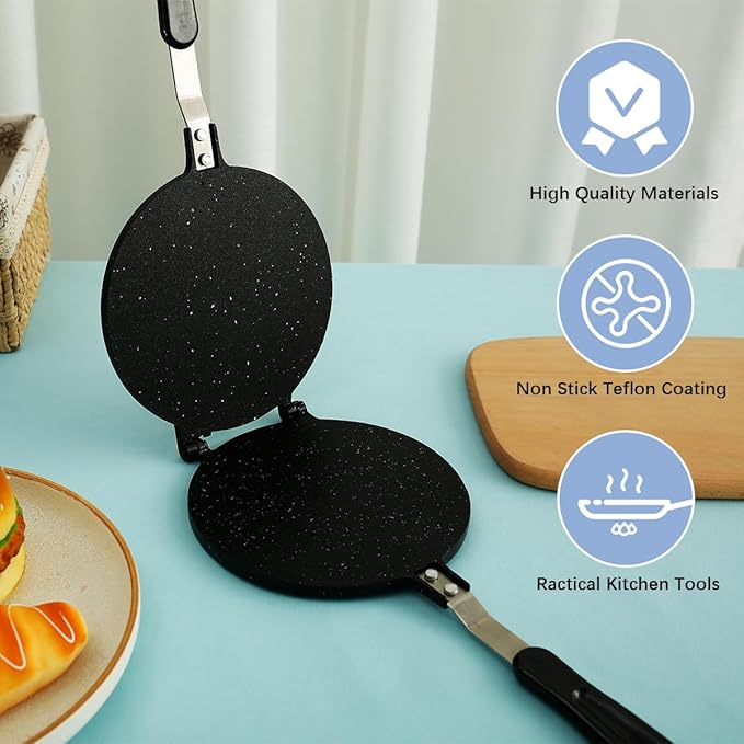 Tortilla Press Tortilla Press Maker Pan Non-Stick Flour Tortilla Press with Bakelite Handle Heavy-Duty Aluminum Tortilla Dough Press Pan Multipurpose Tortilla Press Stove Top Pan for Kitchen 6.5inch