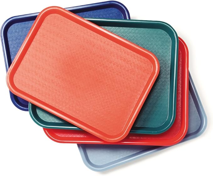 Carlisle FoodService Products Cafe Plastic Fast Food Tray, 14" x 18", Blue (Pack of 2)