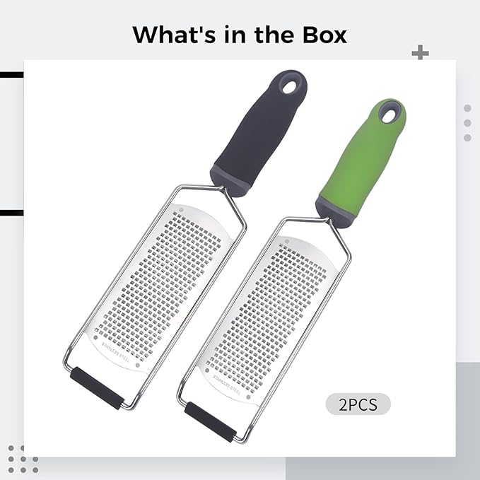 12.2 Stainless Steel Graters (Two Pack), Zester for Cheese, Lemon, Ginger