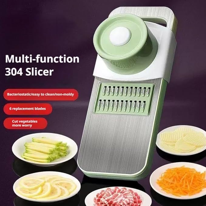 Multifunctional Vegetable Cutter,Vegetable Chopper Set,Manual Food Cutter & Dicer with 3 Blades,Hand Safe Knife, Mandoline Slicer for Vegetables, Meal Prep & More,Kitchen Gadgets (Slivery)