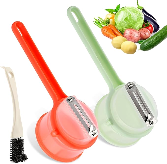 Fruit and Vegetable Peeler with Storage Box, 2pcs Upgrade Vegetable Peeler with Storage Bucket, Double-Sided Multi-Function Peelers for Home Kitchen