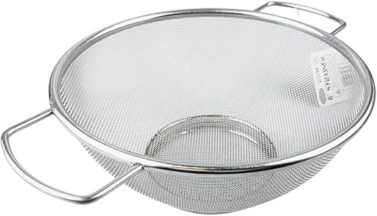 Fine Mesh Kitchen Strainer | Stainless Steel | 7" Top Diameter | 3" Height | Versatile Usage | Ergonomic Handles | Ideal for Straining, Draining, Steaming