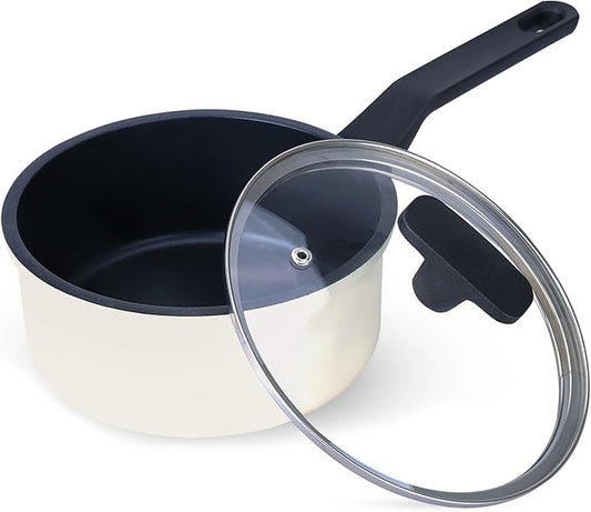 Legacy Culinaryware Nonstick Sauce Pan with Lid,2QT small pot, PFOA Free,Kitchen Pots Induction Pot,Cream