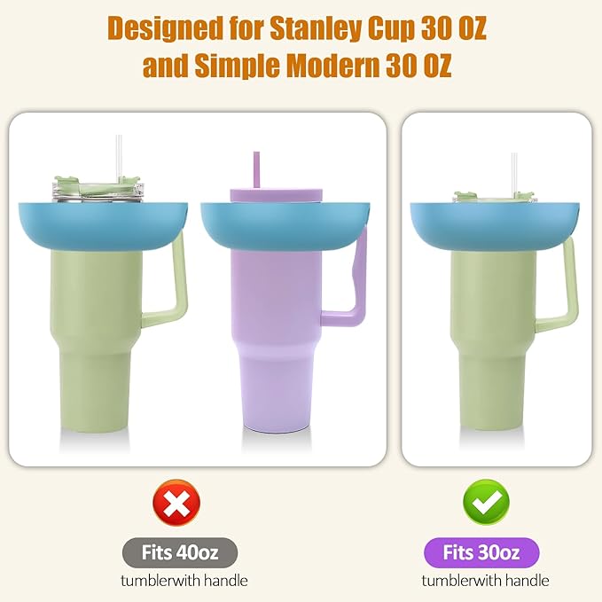 Snack Bowl for Stanley Cup 40 oz with Handle-Perfectly Compatible with Stanley Quencher H2.0 Tumbler 40 oz with Handle, Reusable Silicone Snack Tray, Stanley cup accessories (Blue Snack Bowl)