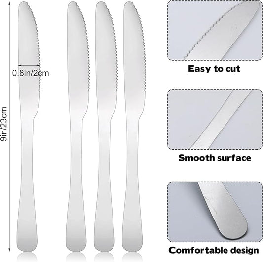 160-Piece Stainless Steel Dinner Knife Set: 8.7 Inch Serrated Table Knives, Perfect for Home, Restaurant, and Large Gatherings