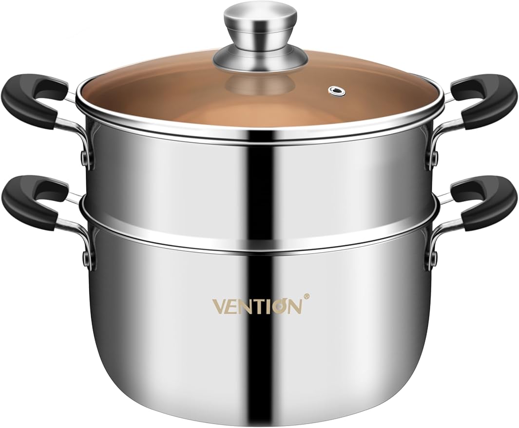 VENTION 7.9 Inch Small Vegetable Steamer Pot, 2.5 QT Stainless Steel Steamer for Cooking, Steam Pot(20cm)