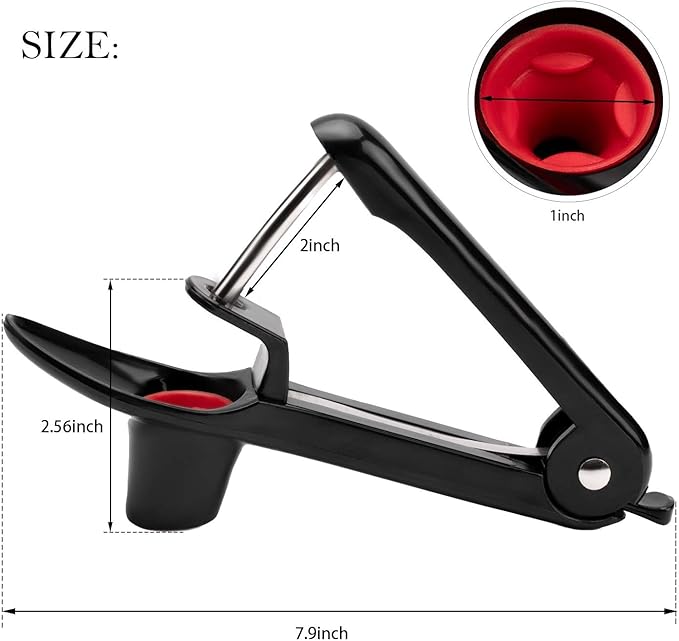 Cherry Pitter - Ordekcity Stainless Steel Cherries Corer Pitter Tool with Hand-held Push Design, Save Time & Space for Making Cherry Jam with Lock Design(Black)