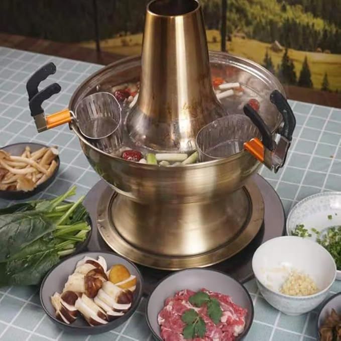 YARNOW Hot Pot Strainer Spoon with Hook Stainless Steel Open Close Slotted Skimmer for Cooking Meat and Vegetables Heat-Resistant Food Strainer 7.08X6.88X3.34 Inches