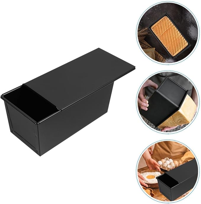 LALADEFIEE Non-stick Bread Loaf Pan with Sliding Cover 500g Toast Mold Small Baking Pan for Homemade Bread Baking Supplies