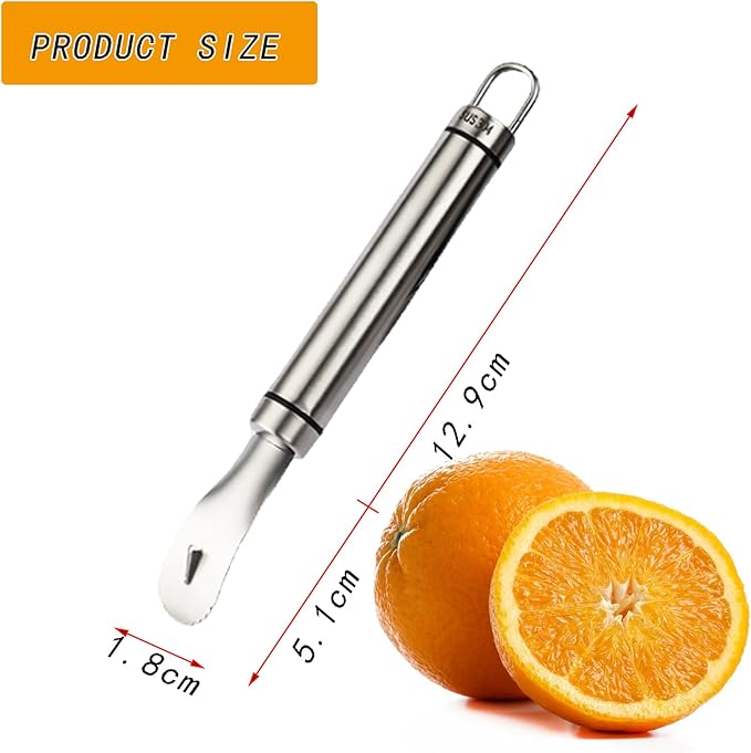 2PCS Stainless Steel Orange Peeler，Grapefruit Peeler，Easy to Peel, Long Handle Orange Citrus Peeler Tool, Triangular-Blade, Zigzag,Shovel Orange Peeler Gadget(2PCS)