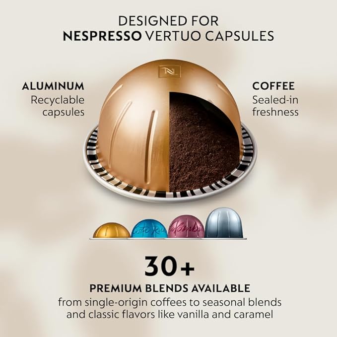 Nespresso Vertuo Next Deluxe Coffee and Espresso Machine by De'Longhi, Chrome