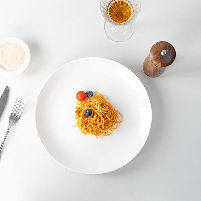 White Dinner Plates Set of 4, 11 Inch Ceramic Plates – White Porcelain Dinner Plates for Kitchen, Serving & Everyday Use, Microwave & Dishwasher Safe