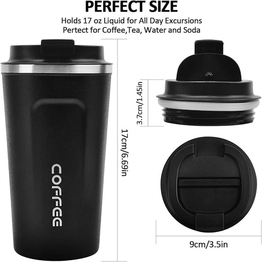 MOMSIV 17oz Travel Mug, Insulated Coffee Cup with Leakproof Lid, Vacuum Stainless Steel Double Walled Reusable Tumbler for Hot and Cold Water Coffee and Tea In Travel and Car