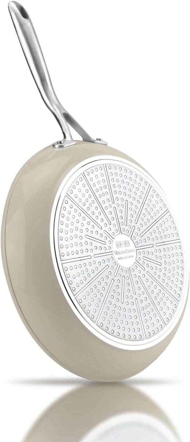 ValenCera TeChef Collection | 12" Ceramic Nonstick Frying Pan Skillet, Nontoxic - Free of PFAS, PFOA, PTFE, Made in Korea (12-in)