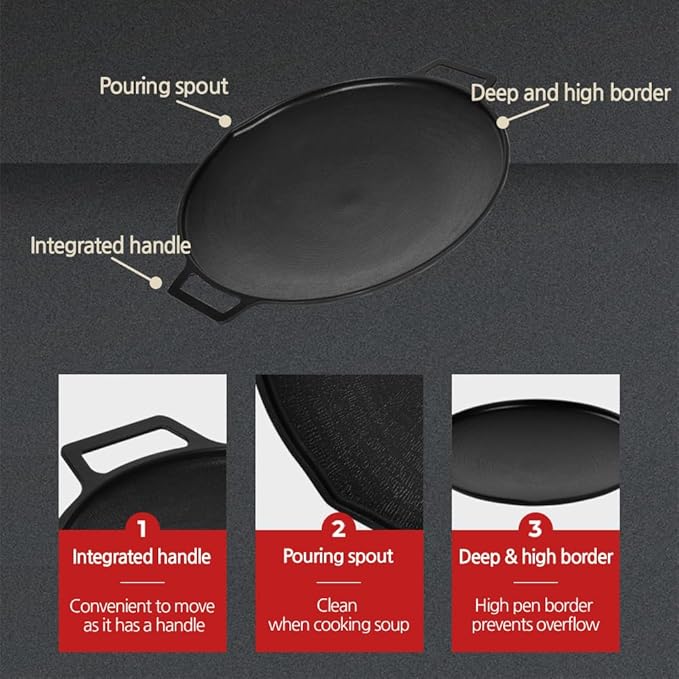 SISEM Korean BBQ 1 IH Griddle Grill Pan with Bag, Nonstick Coating, All Stove(Gas, Electric & Induction), Indoor Outdoor Griddle(12in)