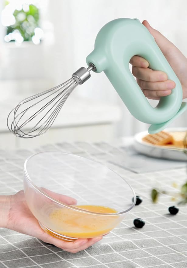 Wynboop MINI Household Cordless Electric Hand Mixer,USB Rechargable Handheld Egg Beater with 2 Detachable Stir Whisks 4 Speed Modes,Baking At Home For Kitchen,Lightweight Portable(Pink)