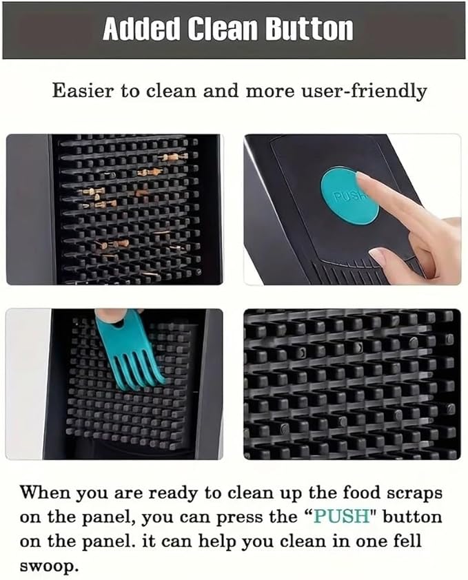 Mandoline Vegetable Chopper Pro, 16-in-1 Kitchen Food Slicer and Dicer with Container, 8 Interchangeable Blades, Gray and Green