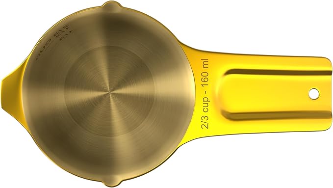 Color Up ⅔ Cup Measuring Cup (160 ml) – Premium Gold Stainless Steel, Accurate for Wet & Dry Ingredients, Embossed Markings, Easy-Pour Spouts, Dishwasher-Safe, Kitchen Essential