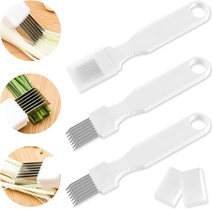 JINGIHE 3Pcs Shred Silk the Knife, Scallion Green Onion Cutter Shred Knife, Vegetable Cutter for Food Garlic Fruit Banana Salad, Food Speedy Chopper Slicer for Kitchen Restaurant Hotel Household