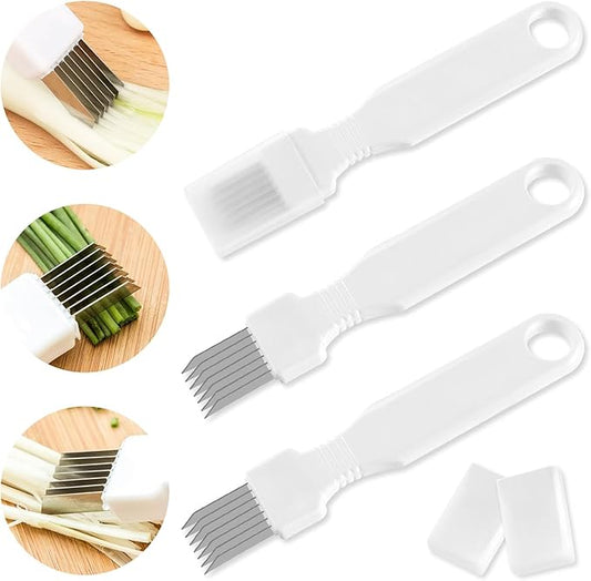 JINGIHE 3Pcs Shred Silk the Knife, Scallion Green Onion Cutter Shred Knife, Vegetable Cutter for Food Garlic Fruit Banana Salad, Food Speedy Chopper Slicer for Kitchen Restaurant Hotel Household