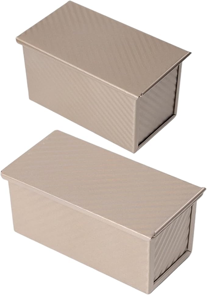 hhhlsl 2PCS Bread Loaf Pan with Lid Non-stick Carbon Steel Bread Baking Pan for Homemade Baking 7.7x3.7x3.2＆ 8.3x4.5x4.3