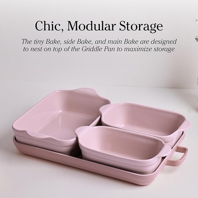 Our Place Bakeware Set | 5-Piece Ceramic Bakeware Collection with Stovetop-to-Oven Griddle Pan | PFAS-Free Non-Toxic Nonstick Pans, Oven Mat & Baking Dishes | Steam
