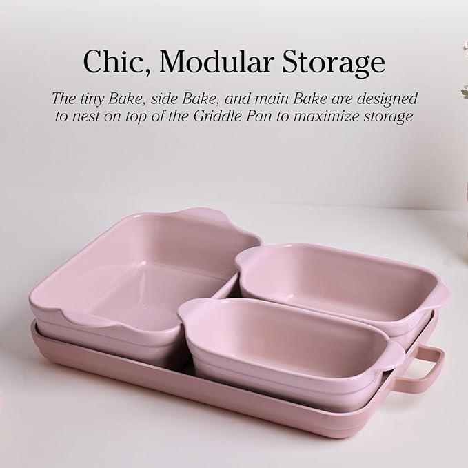 Our Place Bakeware Set | 5-Piece Ceramic Bakeware Collection with Stovetop-to-Oven Griddle Pan | PFAS-Free Non-Toxic Nonstick Pans, Oven Mat & Baking Dishes | Sage
