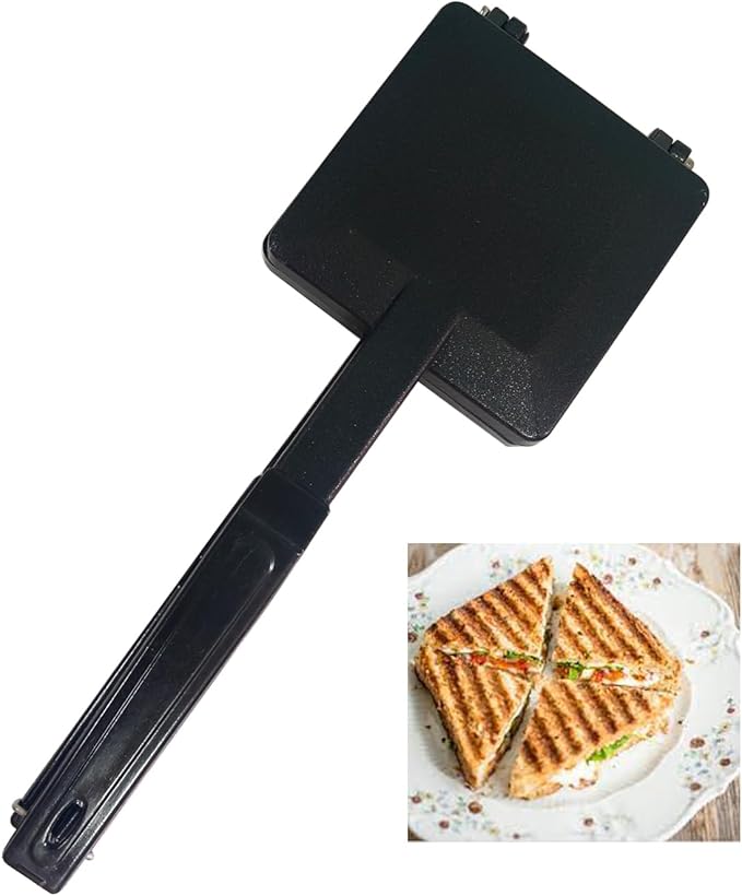 4 Cut Gas Sandwich Maker – Nonstick Gas Stove Sandwich Toaster with Heat Resistant Handle, Stovetop Sandwich Griller for Bread, Panini, Grilled Cheese