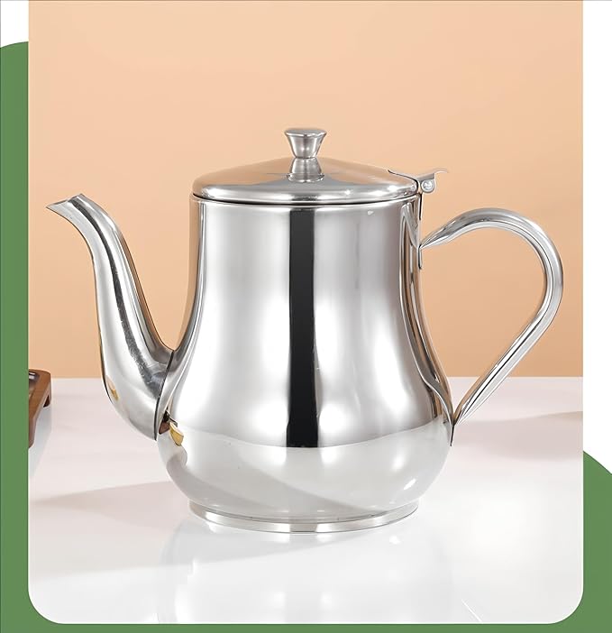 Stainless steel teapot, large capacity oil pot (2100 ml/71 oz), multi-purpose pot with built in filter
