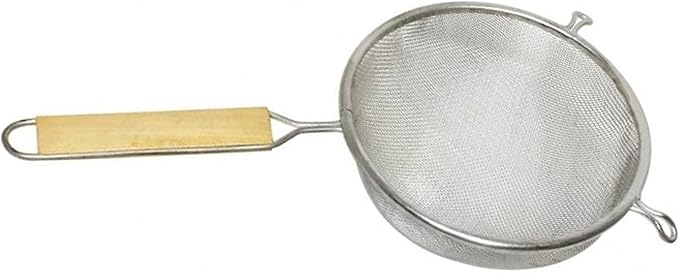 TrueCraftware- 6-Inch Single Fine Tin Mesh Strainer 6-3/4" Handle Length Wooden Handle- Kitchen Utensil Food Strainer Skimmer Spoon for Cooking Sieve Sifters Rice Quinoa Pasta Fruits Vegetable