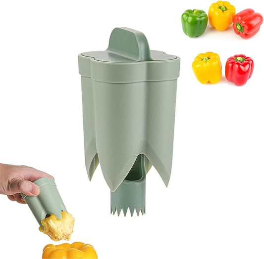 Pepper Seed Corer Remover - 2025 Upgraded 2-in-1 Bell Pepper Cutter & Deseeder: Effortlessly Streamline Your Kitchen Prep for Faster, More Efficient, & Hassle-Free Meal Prep (2, Green)