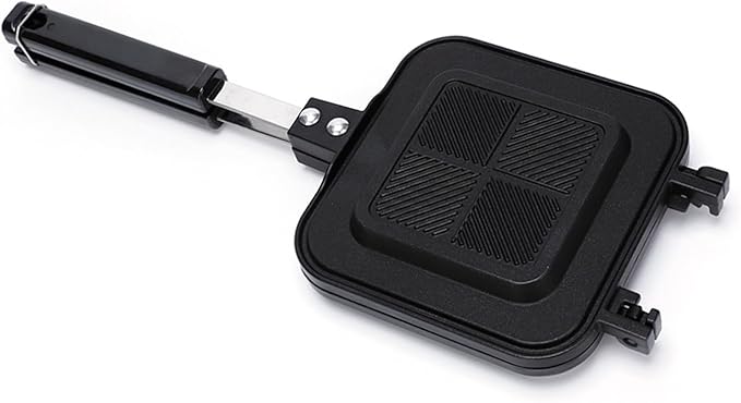 Hot Sandwich Panini Maker with Handle, NonStick Double Sided Frying Pan Grilled Sandwich Maker, Stovetop Toasted Sandwich Press for Home, Kitchen, Breakfast