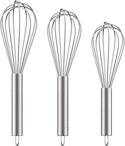 Danish Dough Whisk Stainless Steel Dough Hook Dutch Whisk for Sourdough Bread Dough Mixer Hand Wooden Handle Kitchen Whisking Mixing Tool Bread Making Tools and Supplies (3 Pack Sliver)