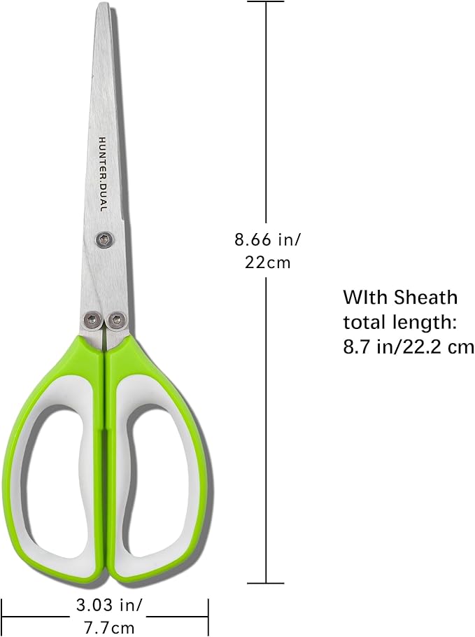 Kitchen Scissors for Food, HUNTER.DUAL Heavy Duty Come Apart Poultry Shears for Cooking, All Purpose for Cutting Chicken, Meat, Fish & Vegetables (Green, White, 8.66 Inch)