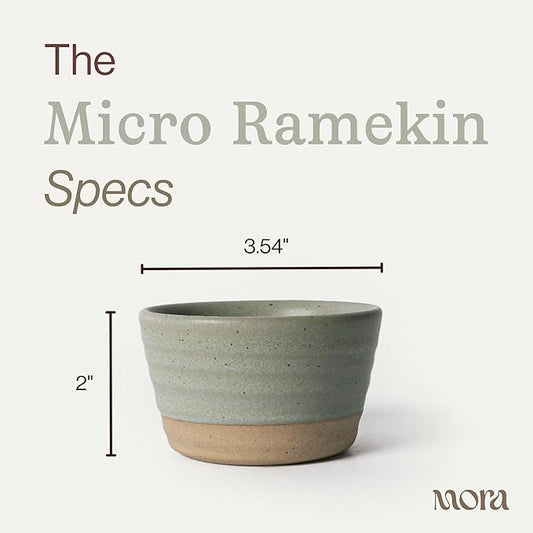 Mora Micro Ramekins Set of 4, 6oz Ceramic Pottery Baking Dishes - Microwave, Oven and Dishwasher Safe - Thyme