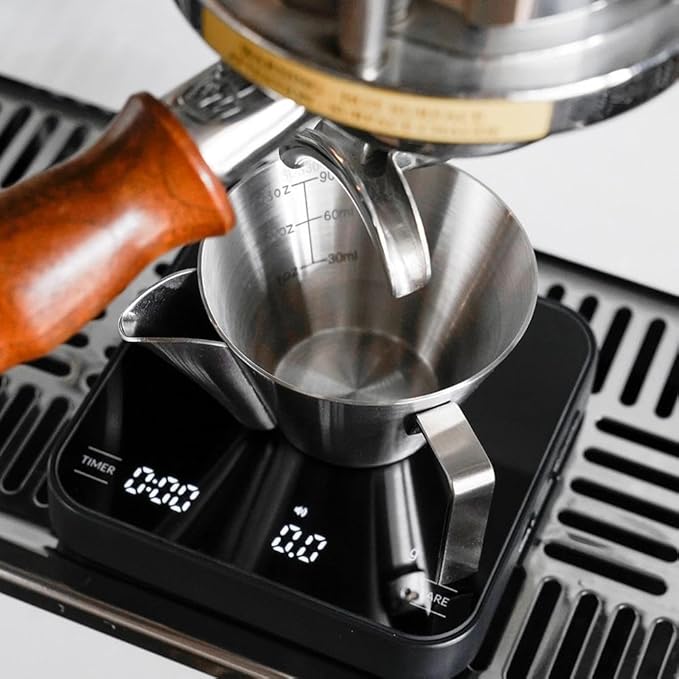 watchget 3.4oz/100ml Crema-Removd Espresso Shot Cup with Handle Stainless Steel Espresso Measuring Cup Espresso Shot Pitcher with V-Shaped Mouth for Barista Cafe Home