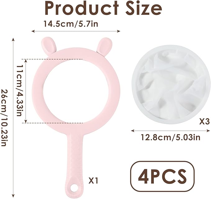 3-in-1 Fine Mesh Filter Kit with Detachable Sieve, 100/200/300 Mesh Filter with Pink Handle, Interchangeable Nylon Filter for Coffee, Tea, Nuts, Milk Juice, Fine Mesh Food Grade PP Frame（Pink）