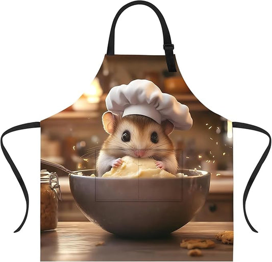 Funny Cat Apron with 2 Pockets Waterproof for Men Women Kitchen Garden Decor