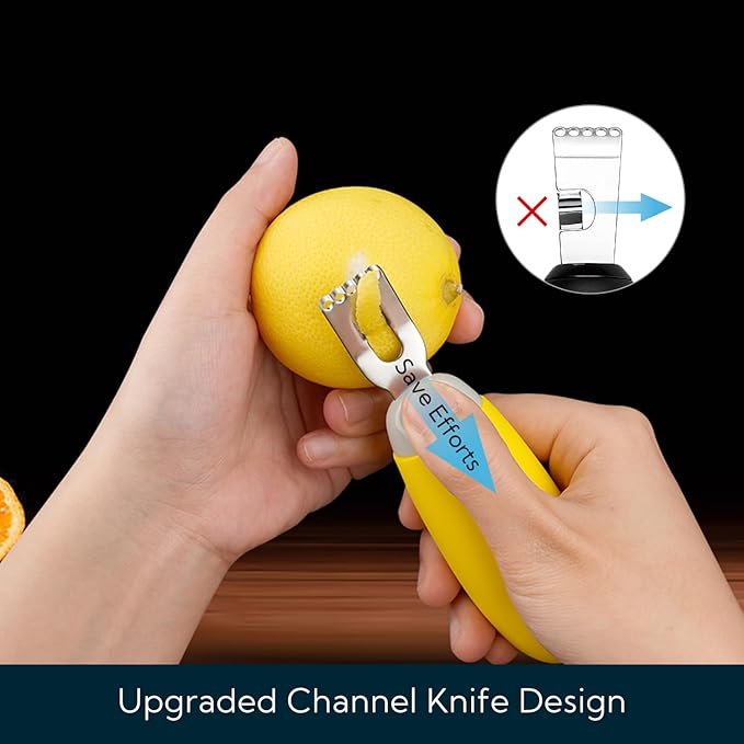 KITCHENDAO Citrus Lemon Peeler Zester Tool and Super Sharp Pizza Cutter Mezzaluna Salad Chopper
