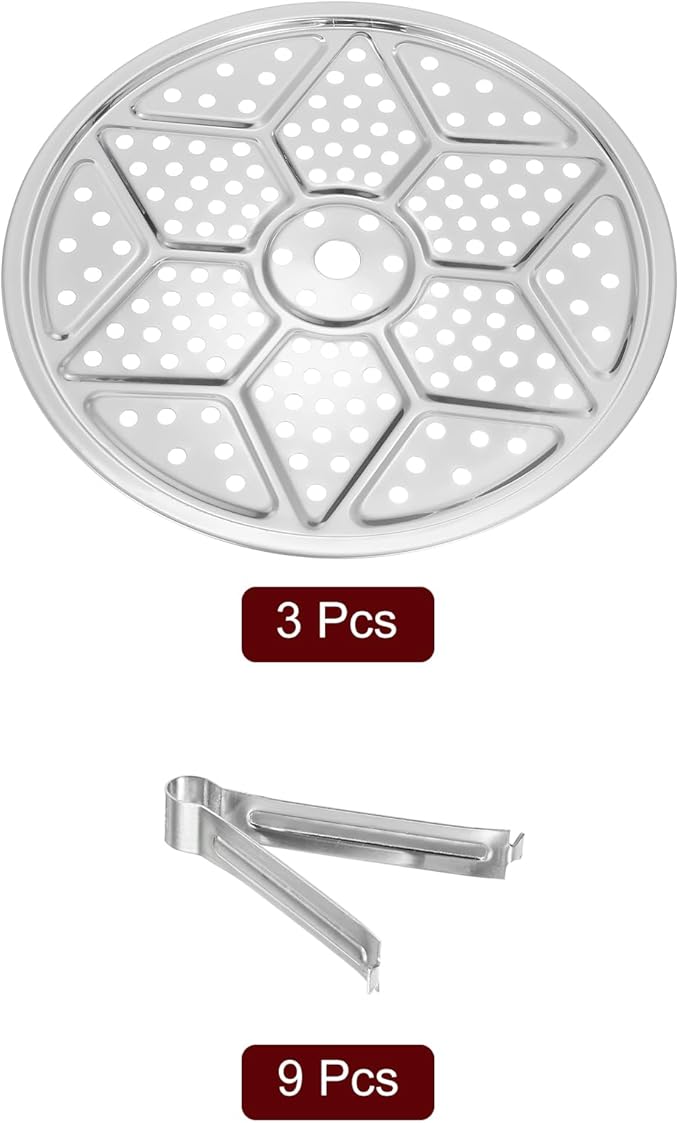 uxcell 2pcs Stainless Steel Steamer Rack with Stand, 11 Inches Pot Steaming Tray for Steamer Cookware Instant Pressure Cooker, Silver Tone
