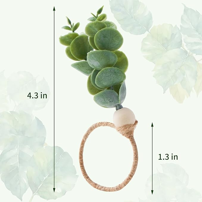 APTWOW 36PCS Napkin Rings, Easter Napkin Rings, Wood Bead Farmhouse Napkins Rings for Weddings Christmas Party and Easter Table Decoration
