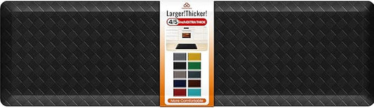 4/5 Inch Extra Thick Kitchen Mats for Floor,Non Slip Anti Fatigue Kitchen Rugs,Waterproof Stain Resistant Sink Mat,Cushioned Standing and Comfort Mats for Office (17"x60" Black)