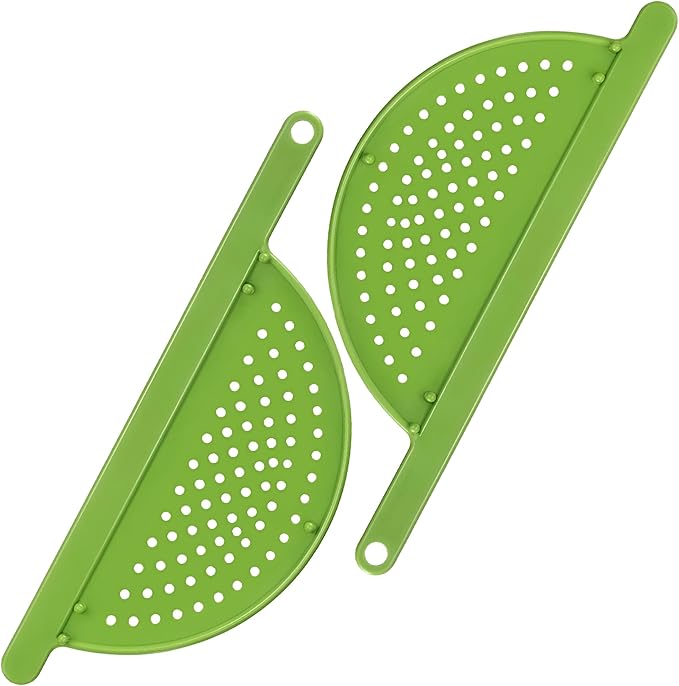 Handheld 13" Pot Strainer – Food Strainer for Pasta, Vegetables & More – BPA-Free Plastic with Anti-Slip Pegs – Fits Most Pots and Pans (2)