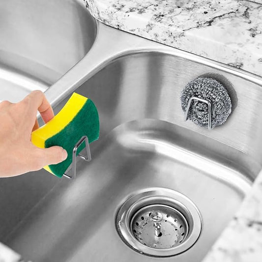 ESINAM 2Pcs Sponge Holders for Kitchen Sink, Strong Adhesive Small Sponge Holder, Premium Rustproof & Waterproof - Minimal Size - SUS304 Stainless Steel