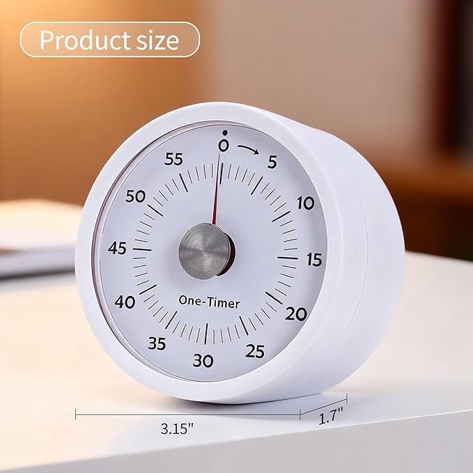 Kitchen Timers for Cooking, Magnetic Visual Timer for Kids Teachers Classroom School ADHD Autism Oven or Adult with Special Needs (White)
