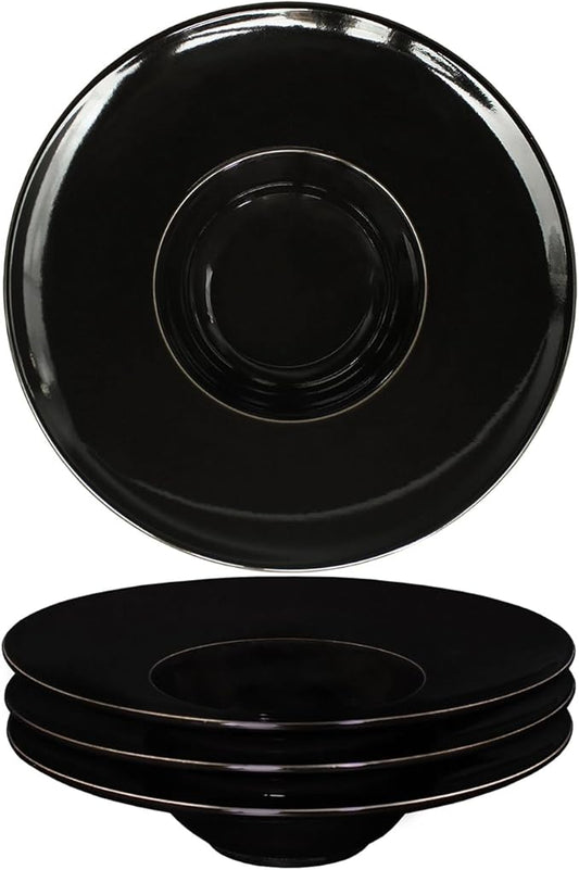 Ceramics Rimmed Soup Bowls 5.1 oz, Black 8.5 inch Exquisite small soup plate Set of 4, Pasta plates With Rim is the best choice for hotels, kitchens, fine restaurants and gourmets
