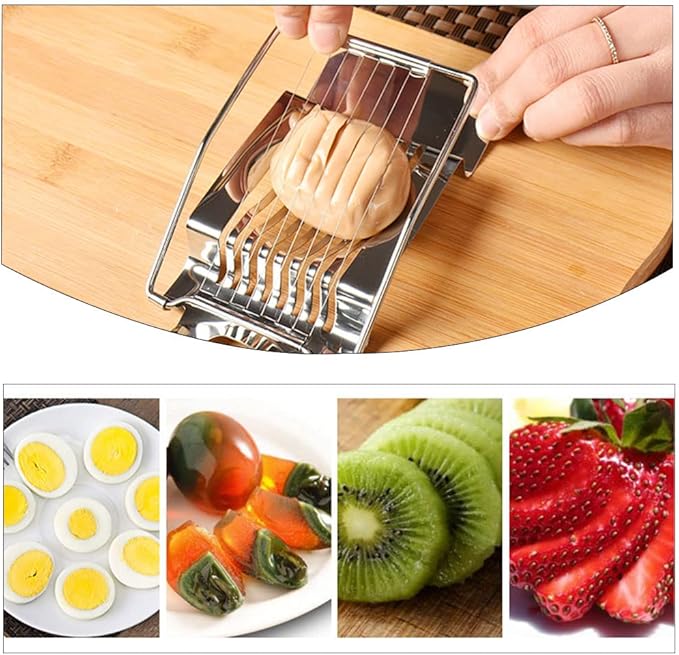 Egg Slicer for Hard Boiled Eggs Heavy Duty Metal Egg Cutter Stainless Steel Wire Quickly for Eggs Salads Sandwiches