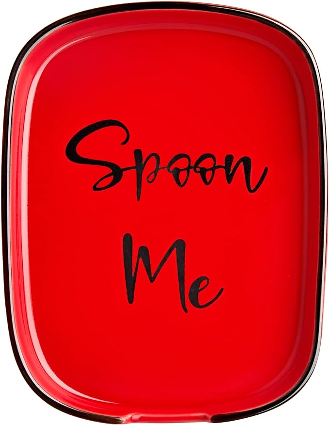 Ceramic Spoon Rest for Stove Top, DAYYET Large Spoon Holder, Spoon Rest for Kitchen Counter, Heat-Resistant Cooking Utensil Rest, Red Kitchen Decor and Accessories